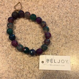 Purple and Green Beaded Bracelet
